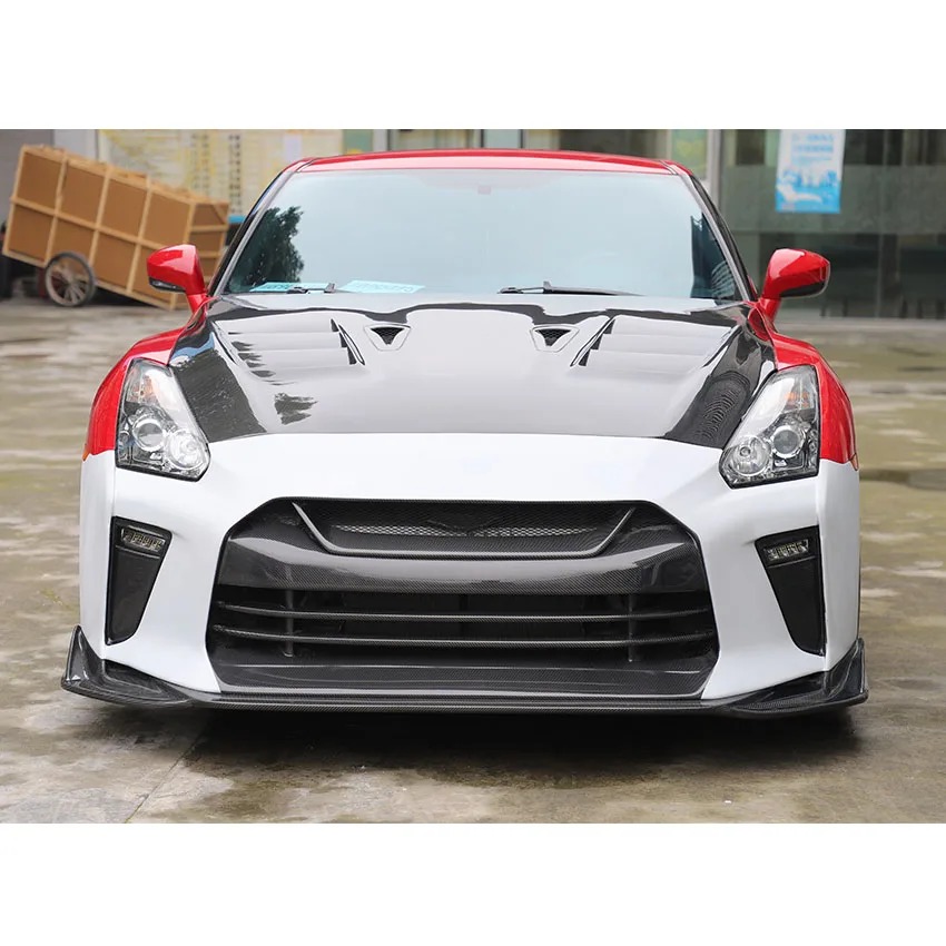 Top Secret Style Half Carbon Fiber Car Body Kit Car Bumpers Front Bumper For  GTR R35 2008-2019 Car Parts